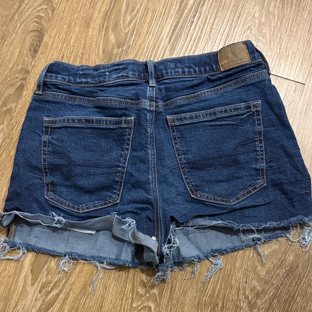 American Eagle Outfitters Navy Blue Frayed Hem Denim Shorts - Picture 3 of 3
